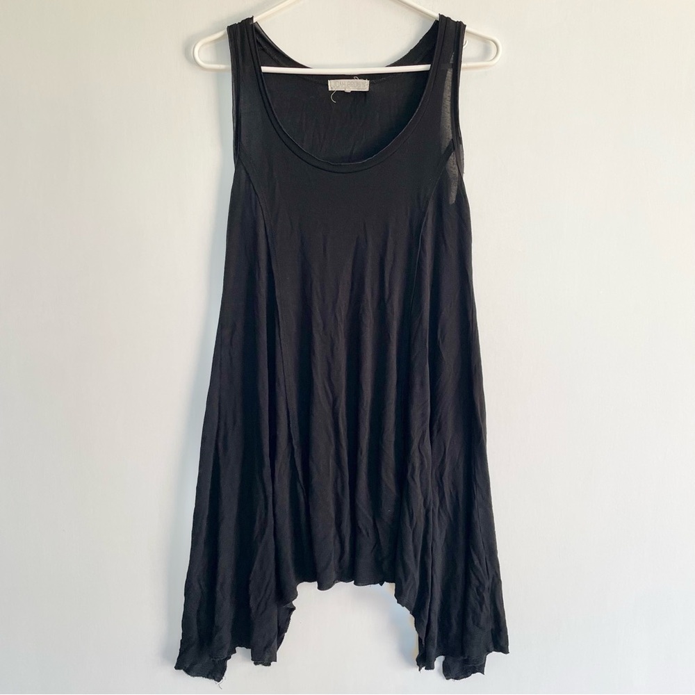 Joah Brown Black Sleeveless Dress Sheer Asymmetrical Bottom Hem Tank Top OS